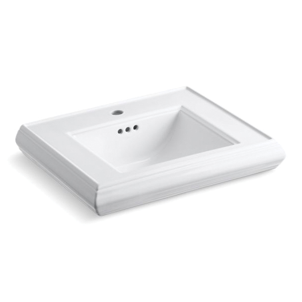 Kohler® 2239-1-0 Memoirs® Bathroom Sink Basin With Overflow Drain, Rectangular Shape, 24 in W x 19-3/4 in D x 8 in H, Wall Mount, Fireclay, White