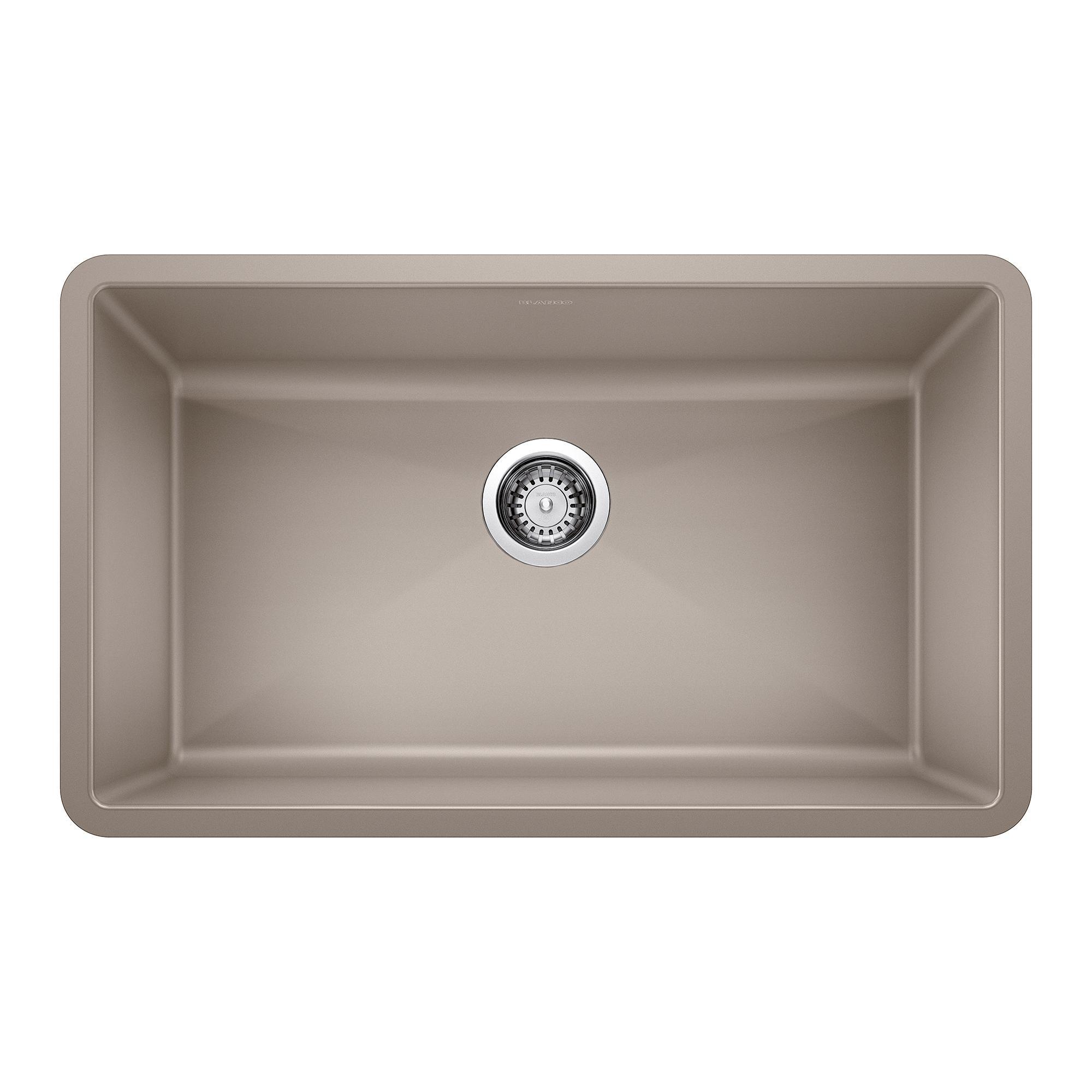 Blanco 441297 PRECIS™ SILGRANIT® II Kitchen Sink, Truffle, Rectangle Shape, 30 in L x 17 in W x 9-1/2 in D Bowl, 32 in L x 19 in W, Solid Granite