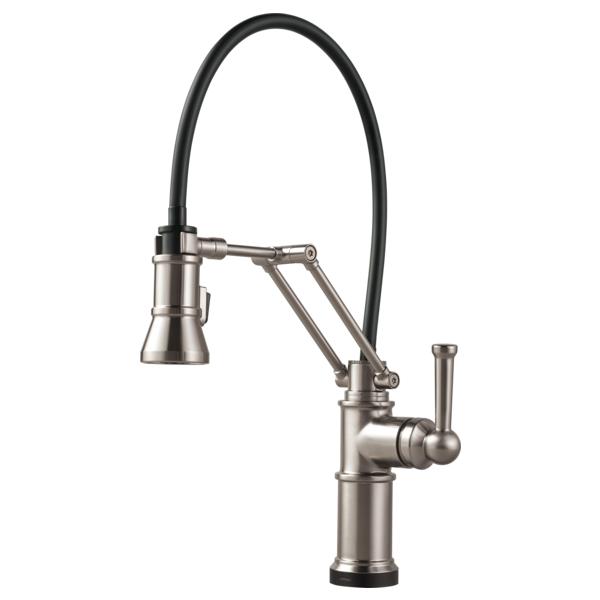 Brizo® 64225LF-SS Artesso® Articulating Kitchen Faucet, Commercial, 1.8 gpm Flow Rate, 8 in Center, Swivel Spout, Stainless Steel, 1 Handles, Domestic