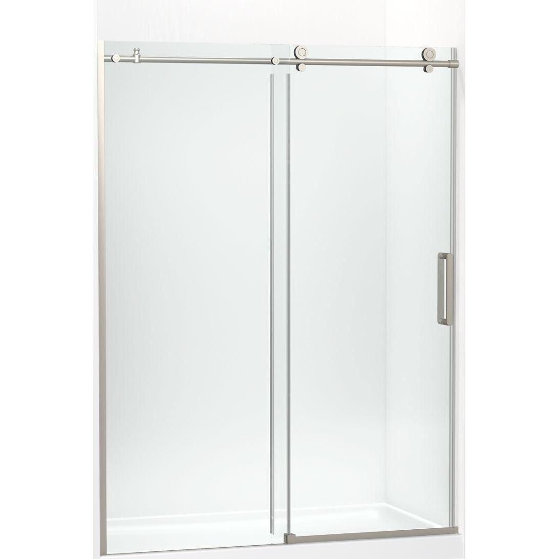 Kohler® 701696-L-BNK 701696-L Composed® Door, Frameless Frame, Crystal Clear Tempered Glass, Anodized Brushed Nickel, 3/8 in THK Glass, 74-7/8 in H Opening, 56-1/8 to 59-7/8 in W Opening