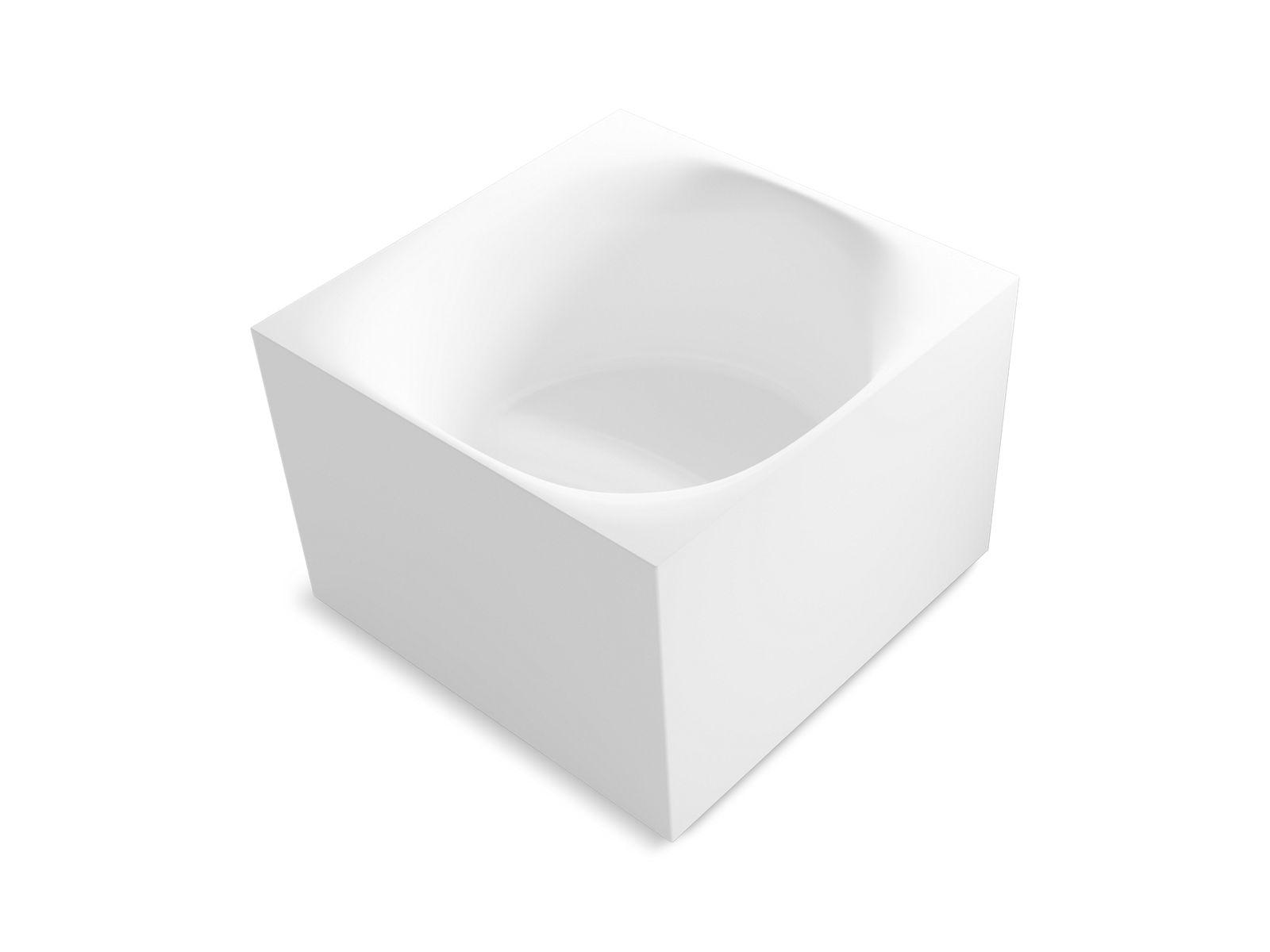 Kohler® 31404-PF-HW1 Stillness™ Smart Soak Bathtub, 46 in L x 46 in W, Center Drain, Honed White