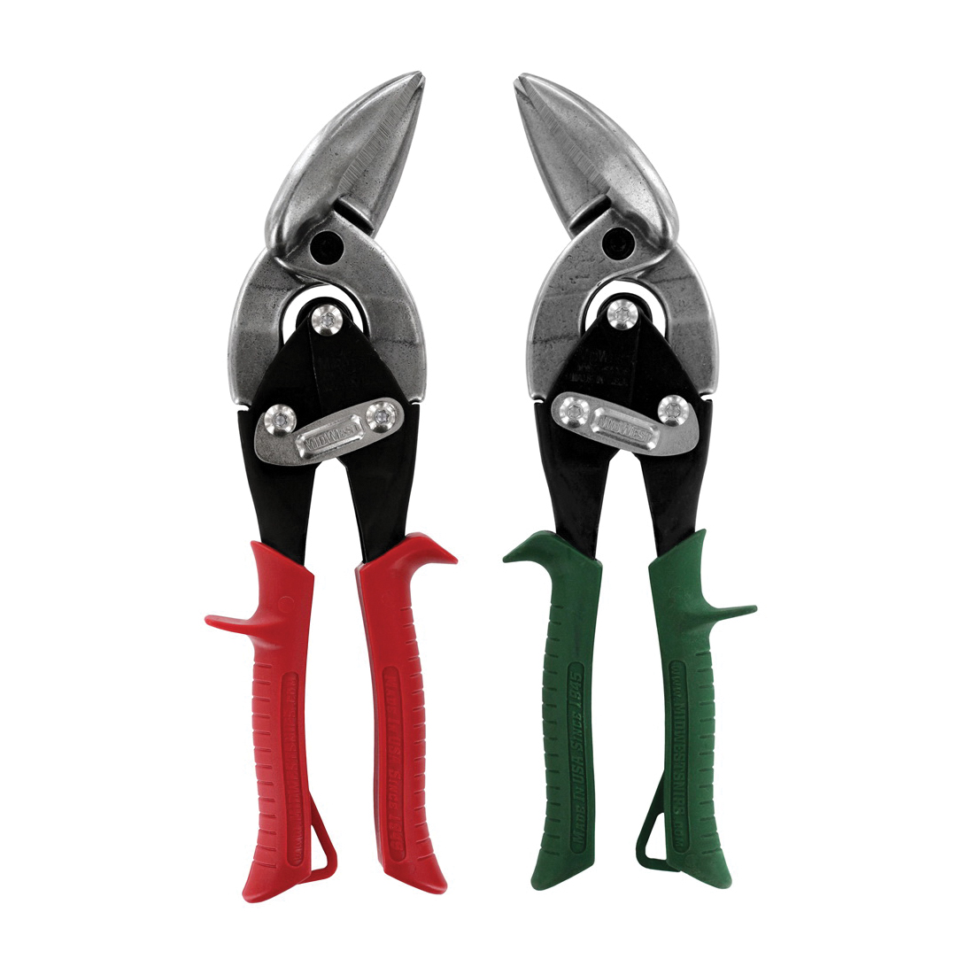 Midwest Snips&reg; MWT-6510C Offset Aviation Snip Set, 18 ga Cutting, 1-1/4 in L of Cut, Left/Right Snip, Forged Steel Blade, Soft Grip