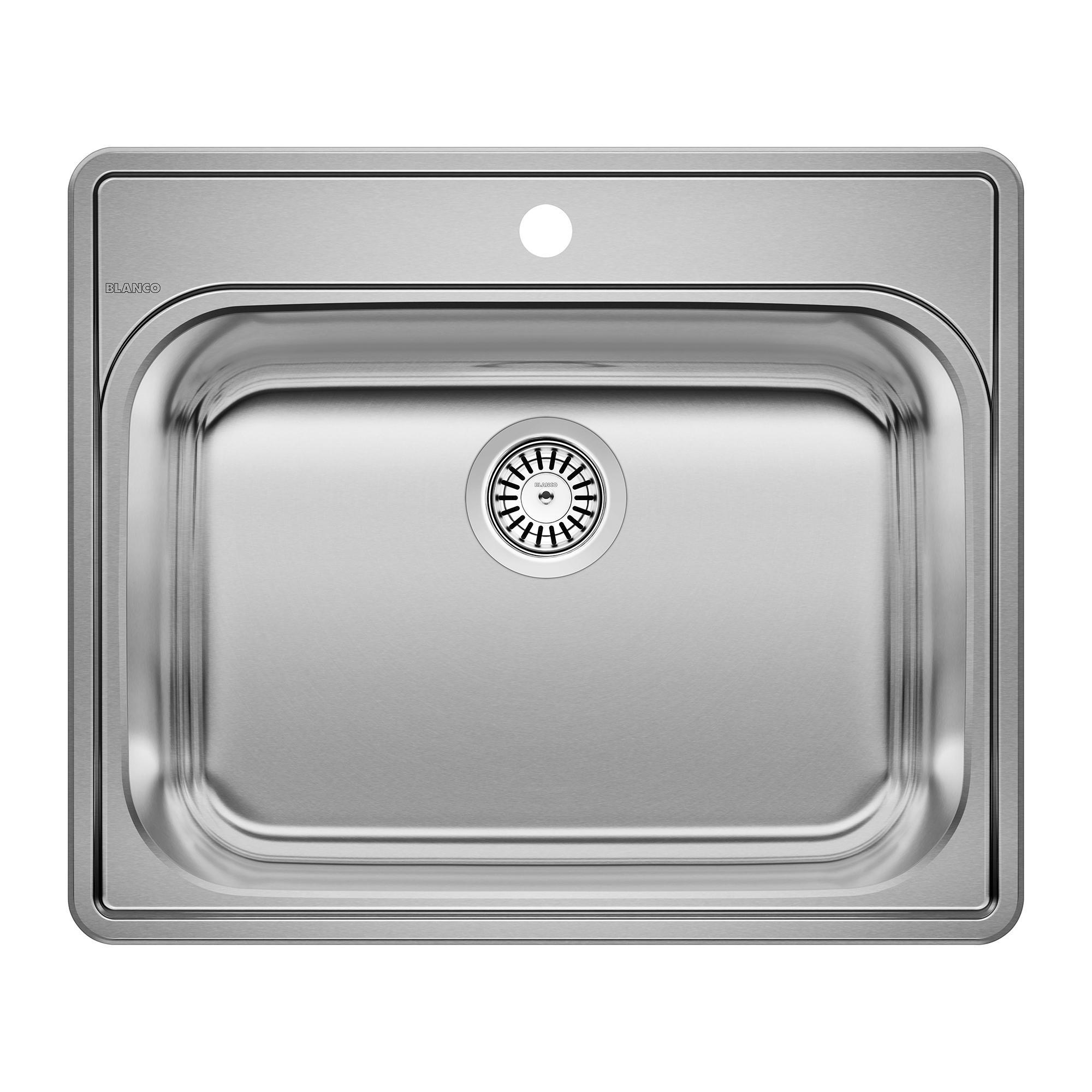 Blanco 441078 Essential™ Laundry Sink, Rectangle Shape, 25 in W x 22 in D, Drop-In Mount, 304 Stainless Steel, Satin