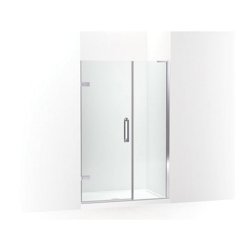 Kohler® 27607-10L-BL Pivot Shower Door, Crystal Clear Tempered Glass, Frameless Matte Black Frame, 46 to 46-3/4 in Opening Width, 3/8 in THK Glass