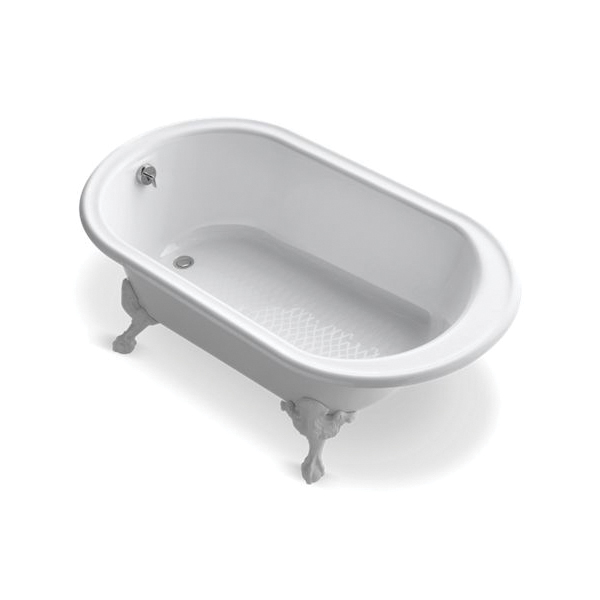 Kohler® 710-W-0 Iron Works® Historic™ Bathtub With Reversible Drain, Oval Shape, 66 in L x 36 in W, End Drain, Enamel Coated/White