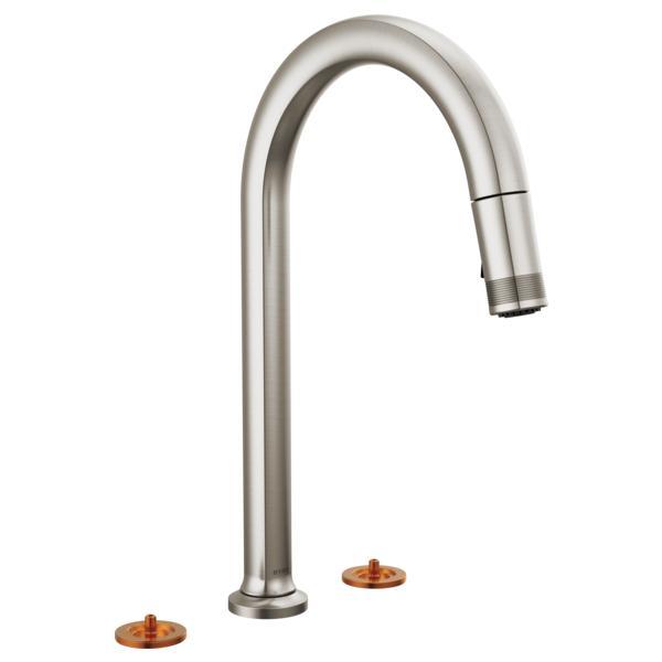 Brizo® 62506LF-SSLHP-L Kintsu® Single Handle Faucet with Arc Spout, 1.8 gpm Flow Rate, Stainless, 3 Faucet Holes