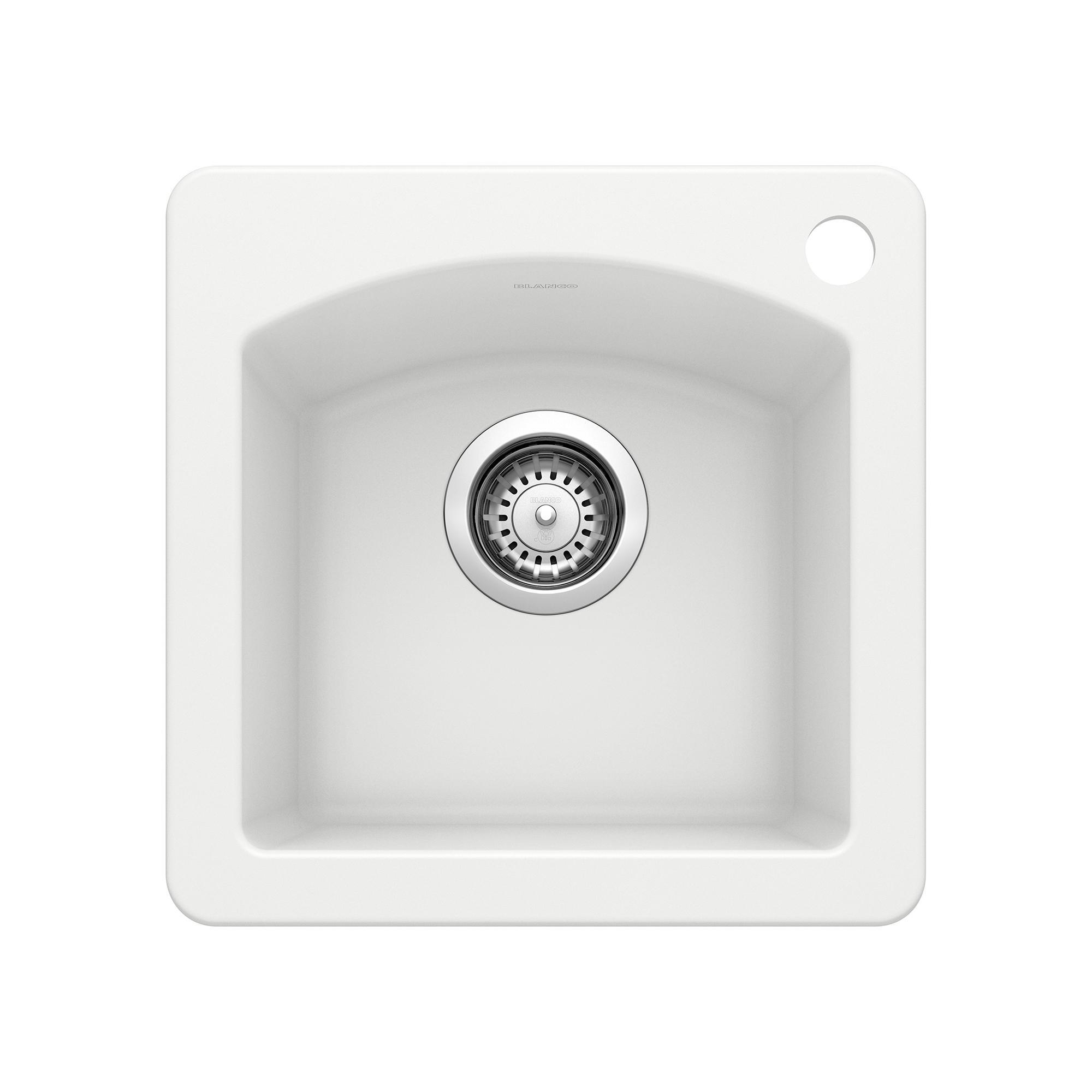 Blanco 440205 DIAMOND™ SILGRANIT® Dual Mount Composite Bar Sink, D-Shaped Shape, 1 Faucet Holes, 15 in W x 15 in H, Granite, White, Import