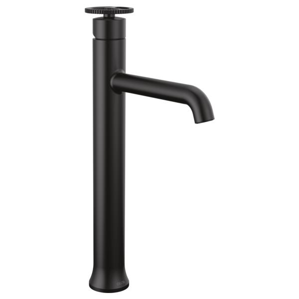 DELTA® 758-BL-DST Trinsic® Vessel Bathroom Faucet, Commercial/Residential, 6-1/4 in Spout, 9-5/16 in H Spout, Matte Black, 1 Handles, Import