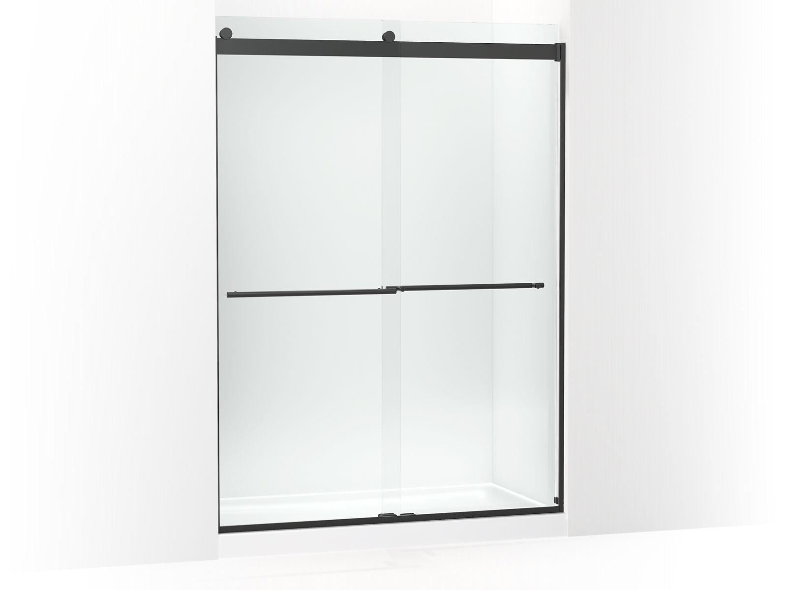 Kohler® 702430-L-BL 702430-L Levity® Plus Sliding Shower Door, Frameless Frame, Crystal Clear Tempered Glass, Matte Black, 3/8 in THK Glass, 75-5/8 in H Opening, 56-5/8 to 59-5/8 in W Opening