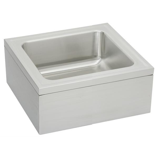 Just Manufacturing C2523-J Service Sink Package, Rectangular Shape, 8 in H x 23 in W x 25 in L, Floor Mounting, 304 Stainless Steel, Buffed Satin, Domestic