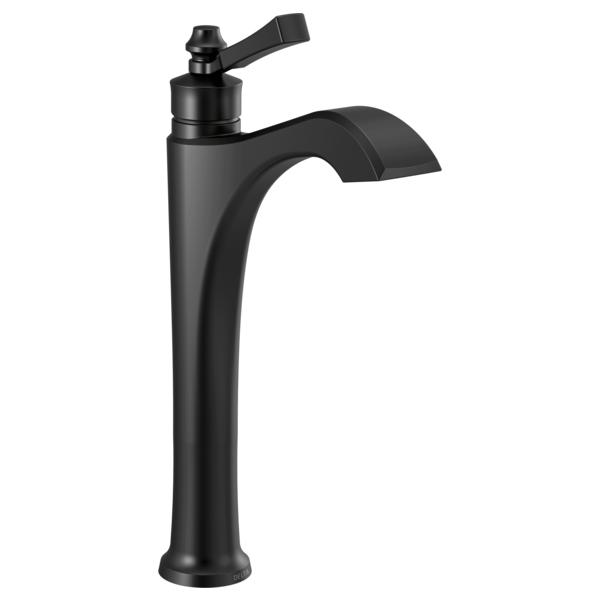 DELTA® 756-BL-DST Dorval™ Vessel Bathroom Faucet, Commercial/Residential, 5-1/2 in Spout, 9-3/16 in H Spout, Matte Black, 1 Handles, Import
