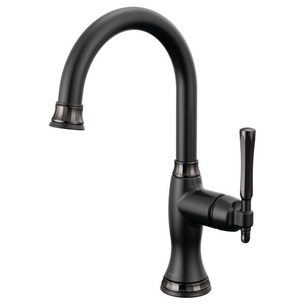 Brizo® 61058LF-BLBNX Bar Kitchen Faucet, The Tulham™ Kitchen Collection by Brizo®, Matte Black / Brilliance Black Onyx, 1 Handles, 1.8 gpm Flow Rate
