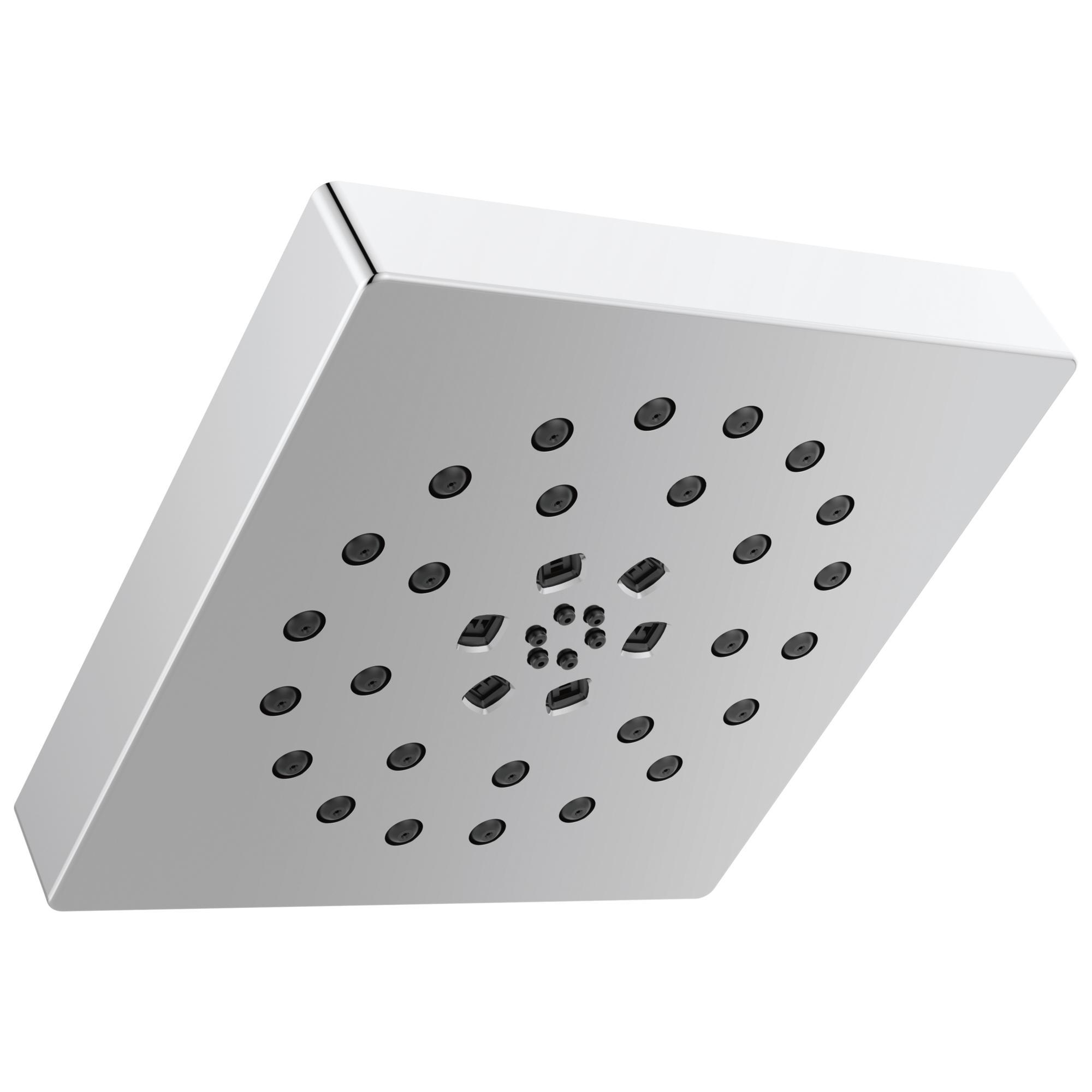 DELTA® 52484-PR Universal Showerhead With H2Okinetic® Technology and Touch-Clean® Technology, 1.75 gpm Max Flow, 4 Sprays, 7-13/16 in L x 7-13/16 in W x 3-3/8 in H Head, Import