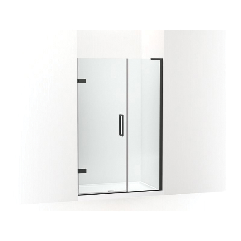 Kohler® 27606-10L-BL Pivot Shower Door, Crystal Clear Tempered Glass, Frameless Matte Black Frame, 46 to 46-3/4 in Opening Width, 3/8 in THK Glass