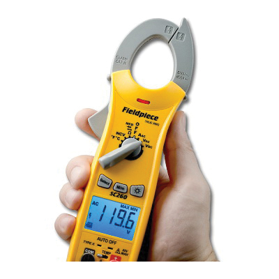 Fieldpiece SC260 Compact Clamp Meter, 400 A, 40 mOhm, 50 to 500 Hz, LED Display