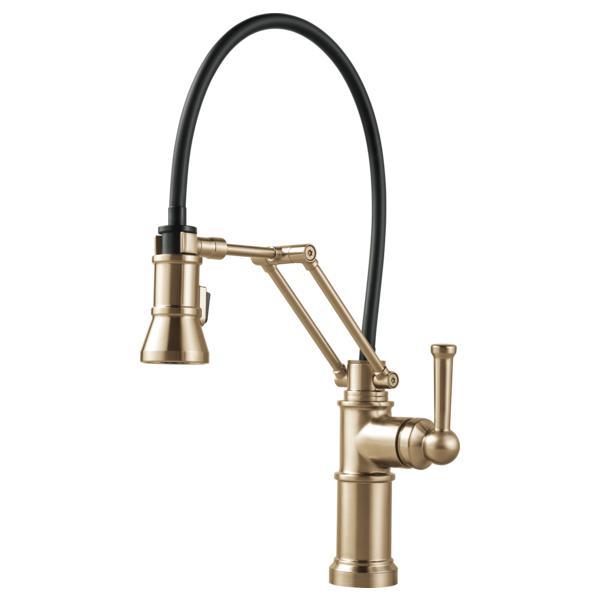 Brizo® 63225LF-GL 63225LF Artesso® Dual-Jointed Articulating Kitchen Faucet, 1.8 gpm Flow Rate, 360 deg Swivel Spout, Luxe Gold, 1 Handles, Domestic