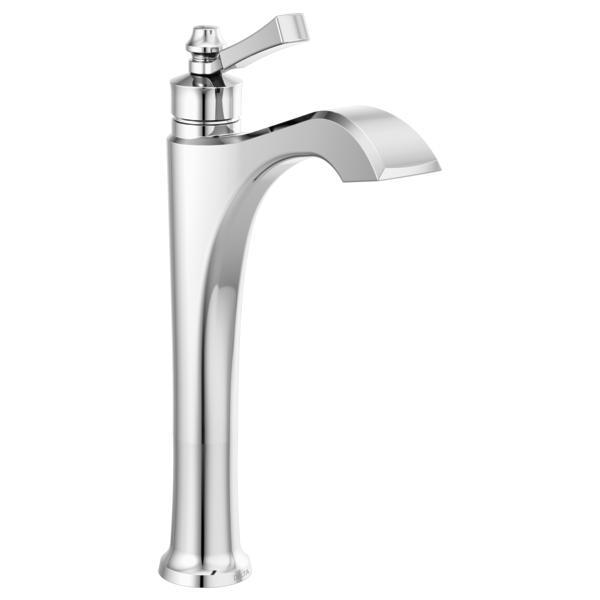 DELTA® 756-DST Dorval™ Vessel Bathroom Faucet, Commercial/Residential, 5-1/2 in Spout, 9-3/16 in H Spout, Polished Chrome, 1 Handles