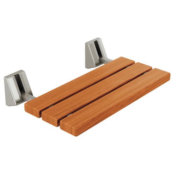 DELTA® 5SE-SBS-6-SS-PR Steam Shower Seat, 17 to 21 inch From Finished Floor to Center of Upper Mounting Screw Holes, Lumicoat Stainless, Import