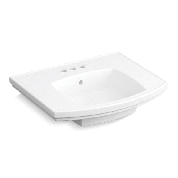 Kohler® 24051-4-0 K-24051-4 Kelston® Rectangular Bathroom Sink, Rectangular Shape, 4 in Faucet Hole Spacing, 20 in W x 6-15/16 in H, Wall Mounting, Vitreous China, White