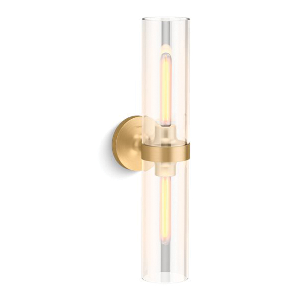 Kohler® 27263-SC02-2GL 27263-SC02 Purist Light Sconce, T10 Lamp, 120 VAC, Brushed Moderne Brass Housing, (2) Lamps
