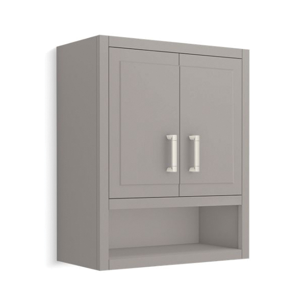 Kohler® 33557-ASB-1WT Seer™ Wall Cabinet, 24 in OAW x 28 in OAH, MDF/Solid Wood, Mohair Gray