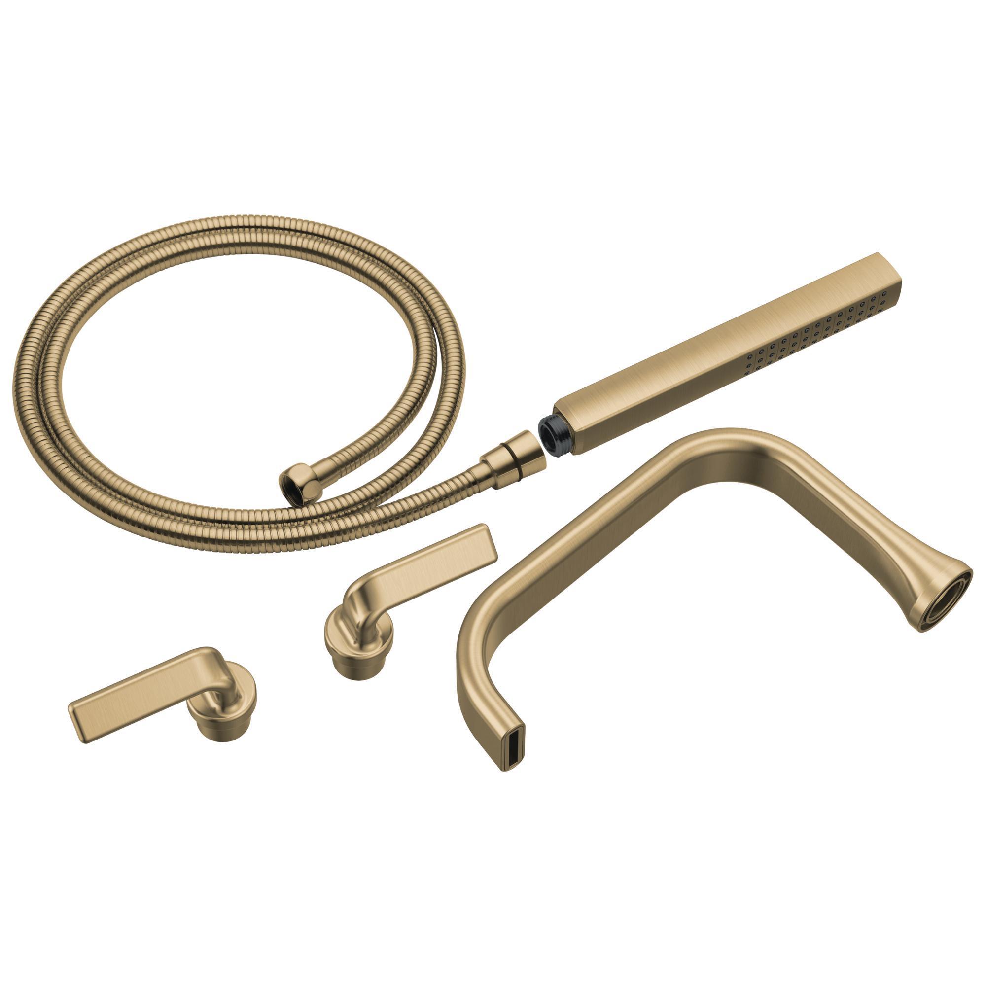 Brizo® T70367-GL Tub Filler Trim, 1.75 gpm Flow Rate, 8 in Center, Luxe Gold, 3 Handles, Import