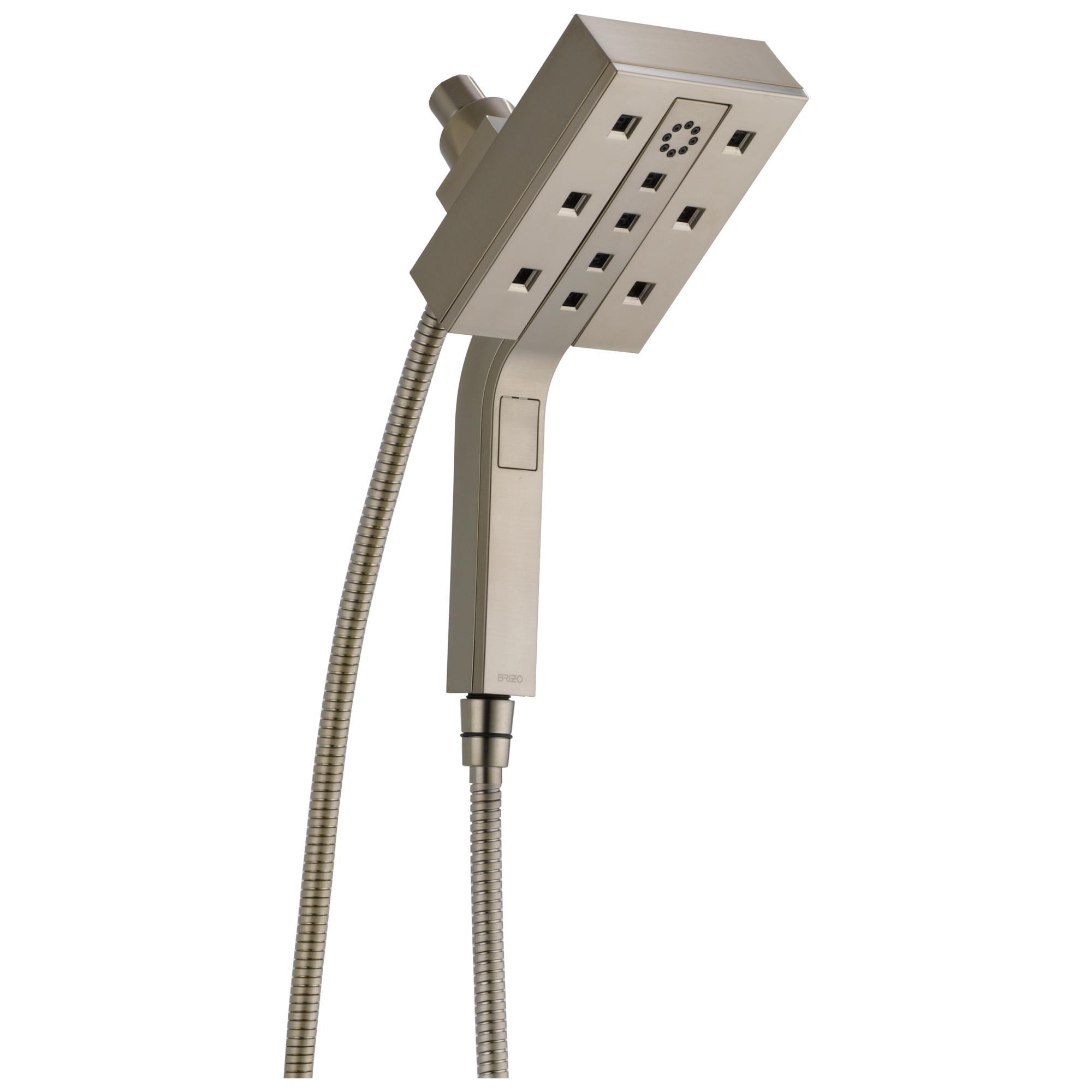 Brizo® 86280-NK-2.5 Hydrati® Euro Square 2-in-1 Shower, 2.5 gpm Flow Rate, H2Okinetic®/H2Okinetic® with Massage/Massage/Pause Spray, Luxe Nickel, Import