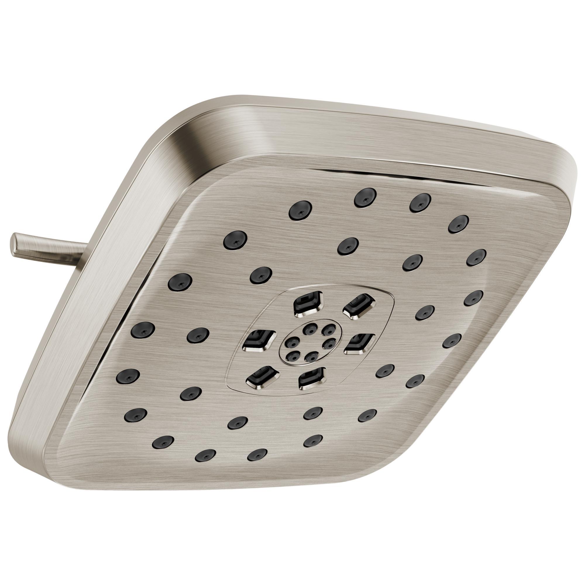 DELTA® 52460-SS-PR Universal Showerhead With H2Okinetic® Technology and Touch-Clean® Technology, 1.75 gpm Max Flow, 4 Sprays, 7-11/16 in L x 7-11/16 in W x 3-1/2 in H Head, Import