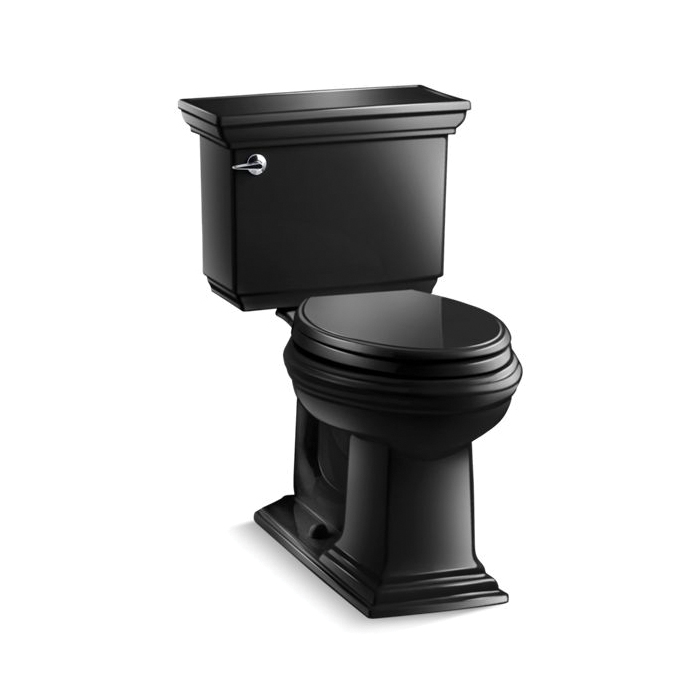 Kohler® 3817-7 2-Piece Toilet, Memoirs® Comfort Height®, Elongated Bowl, 16-1/2 in H Rim, 12 in Rough-In, 1.28 gpf, Black