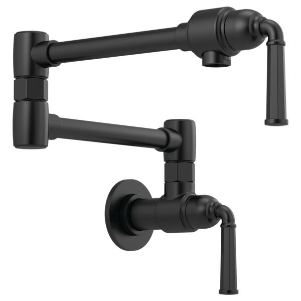 Brizo® 62874LF-BL Rook® Pot Filler Kitchen Faucet, 4 gpm Flow Rate, Matte Black, 1 Handles, Import