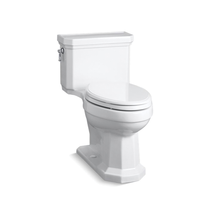 Kohler® 3940-0 Comfort Height® 1-Piece Toilet With Left-Hand Trip Lever, Kathryn®, Elongated Bowl, 16-3/8 in H Rim, 12 in Rough-In, 1.28 gpf, White
