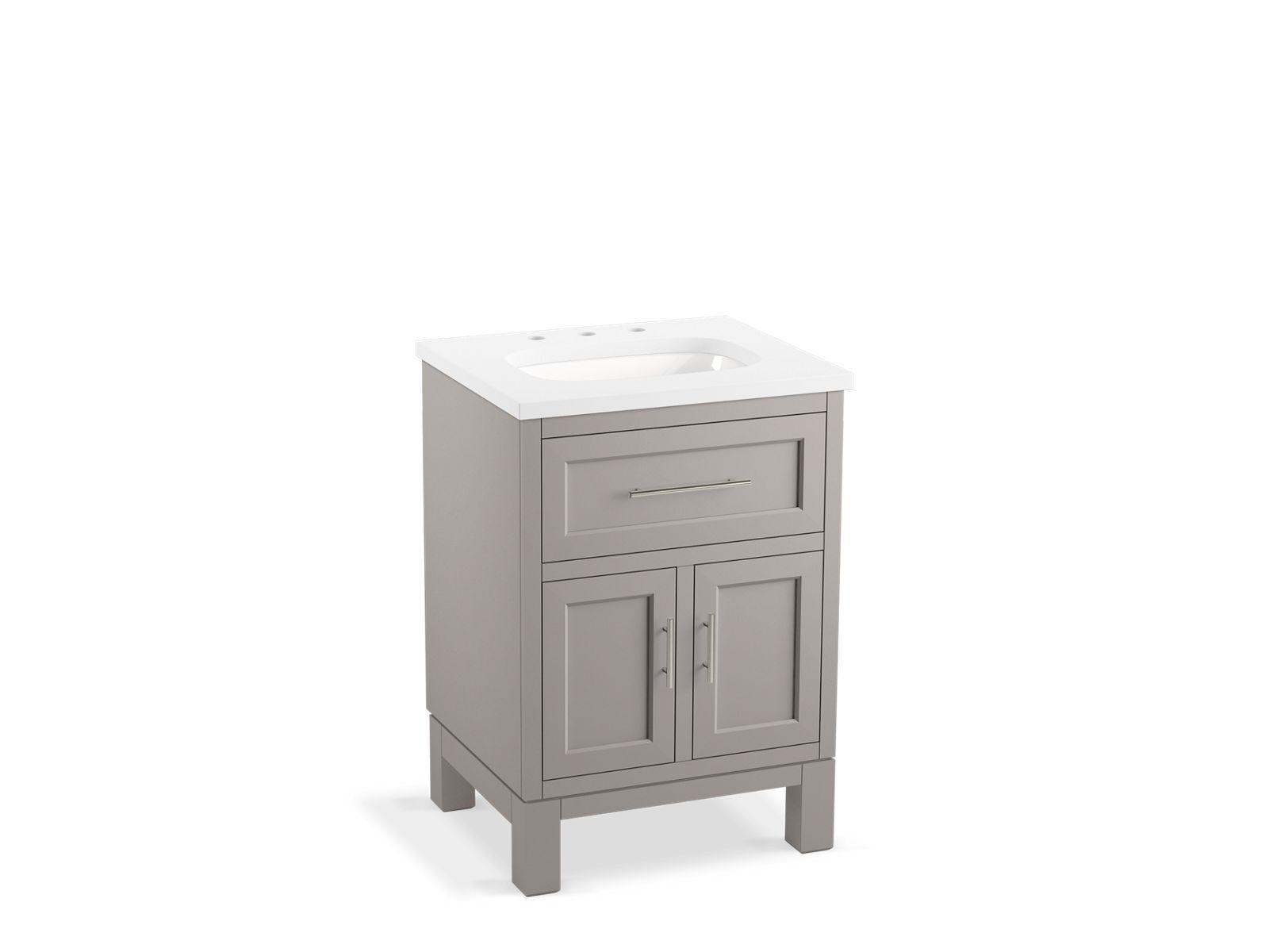 Kohler® 28379-ASB-1WT Quo™ Vanity Cabinet with Sink and Top, 35-13/16 in OAH x 24 in OAW x 21-1/2 in OAD, White Basin
