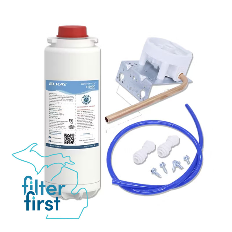 Elkay® EWF3000 WaterSentry® Collection Filter System Kit, 3-1/4 in L x 3-1/4 in W x 12-1/2 in H, Carbon/Polypropylene, Domestic
