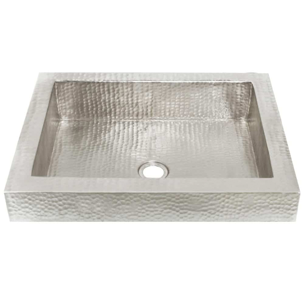 Native Trails CPS546 Tatra Bathroom Sink, Rectangle Shape, 20 in L x 16 in W x 4-1/2 in H, Drop-In Mount, Copper, Brushed Nickel, Import
