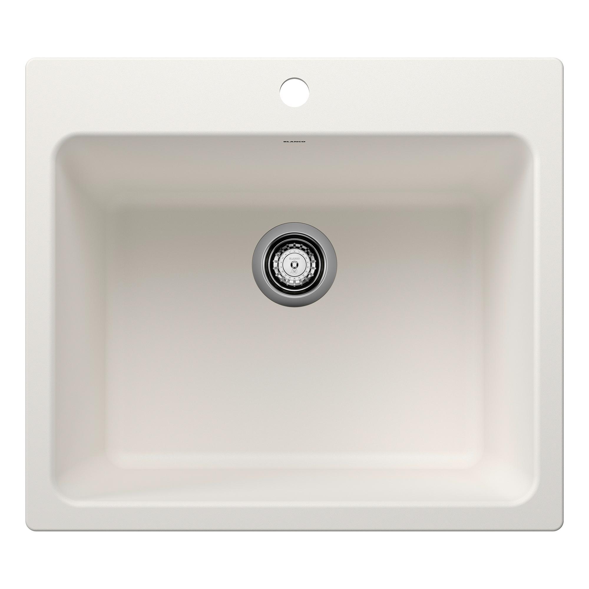 Blanco 401927 LIVEN™ SILGRANIT® Laundry Sink, Rectangle Shape, 25 in W x 22 in H, Drop-In/Undermount Mount, Granite, White