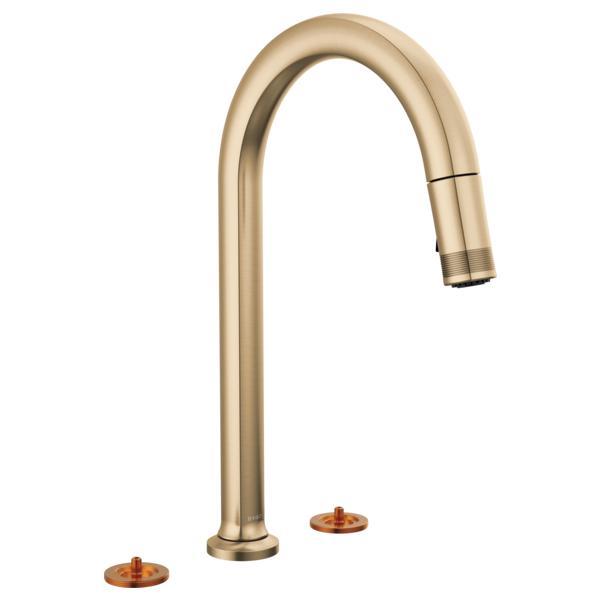 Brizo® 62506LF-GLLHP-L Kintsu® Single Handle Faucet with Arc Spout, 1.8 gpm Flow Rate, Luxe Gold, 3 Faucet Holes