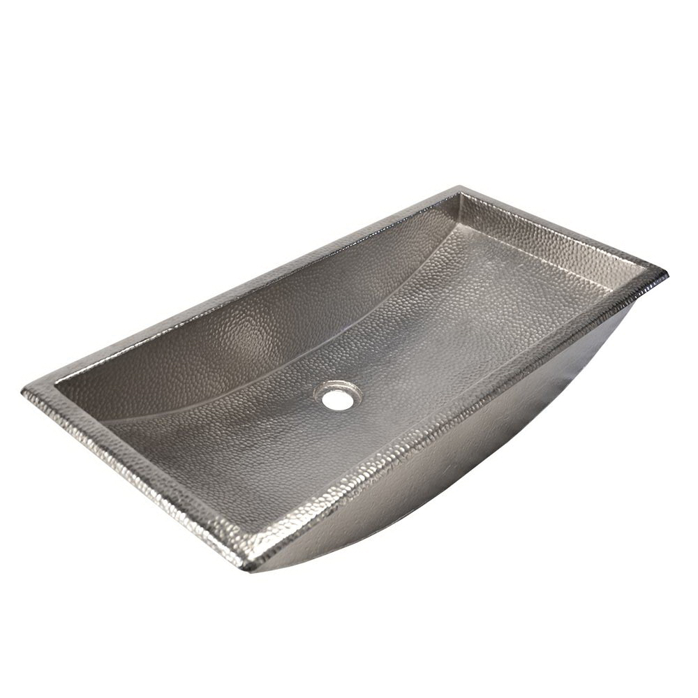 Native Trails CPS500 Trough 30 Bathroom Sink, Rectangle Shape, 30 in L x 14 in W x 6 in H, Copper, Brushed Nickel, Import
