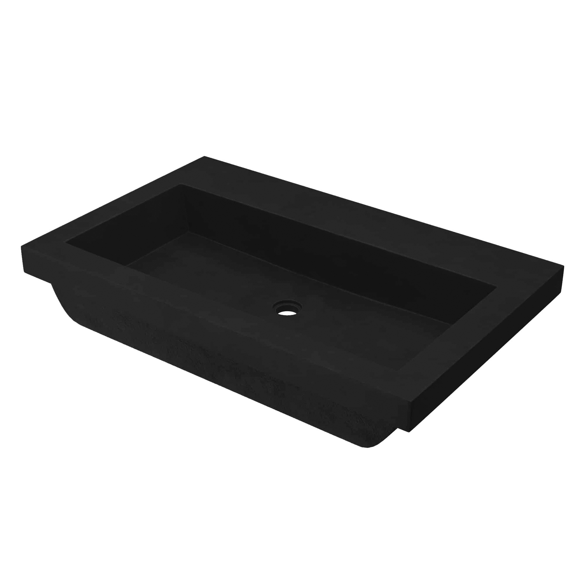 Native Trails NSL3019-CX NativeStone® Trough 3619 Bathroom Sink, Rectangle Shape, 30 in W x 19 in D x 5-1/2 in H, Drop-In Mount, Concrete, Charcoal, Import