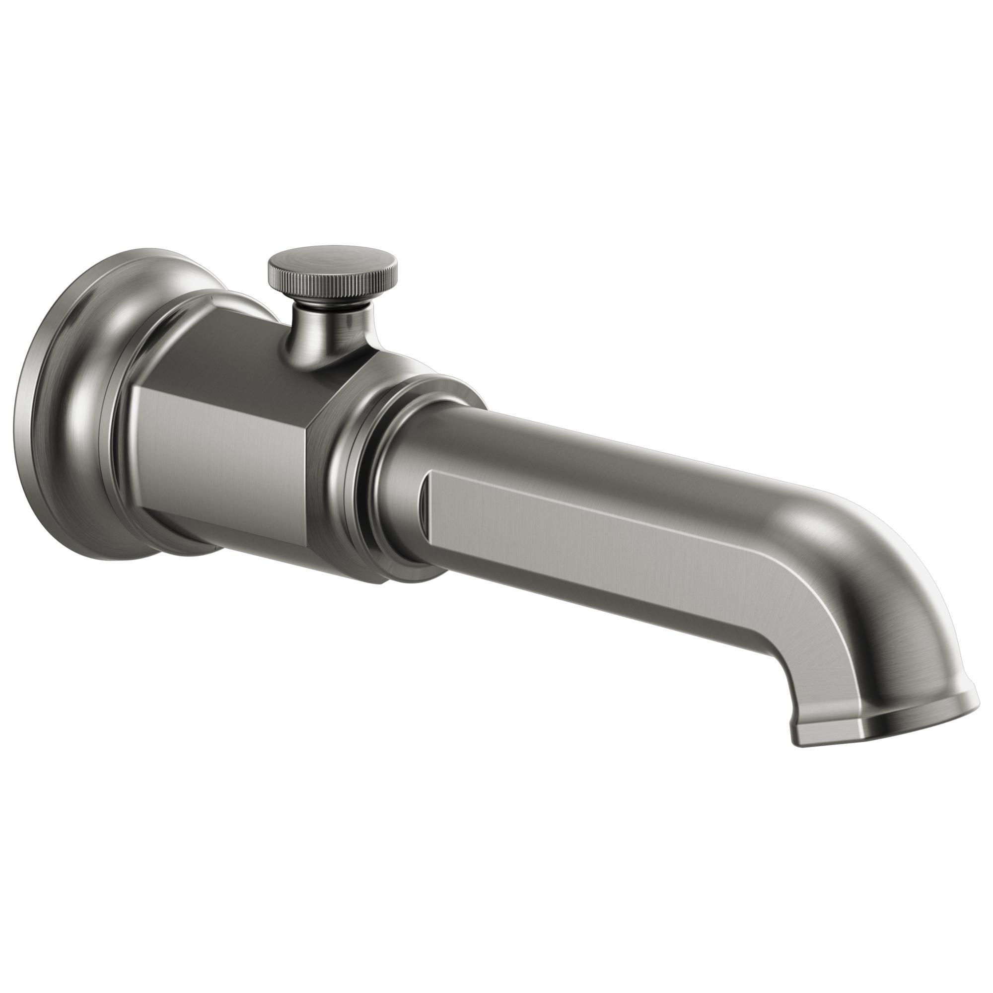 Brizo® RP100327SL Invari™ Pull-Up Diverter Tub Spout, 1/2 in, For Use With Shower Diverter System, Solid Brass, Luxe Steel, Import