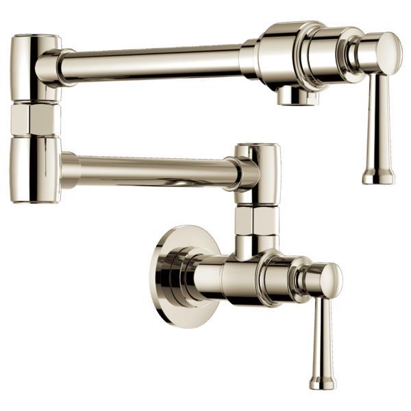 Brizo® 62825LF-PN Artesso® Pot Filler Faucet, 4 gpm Flow Rate, Swivel Spout, Polished Nickel, 2 Handles, Import