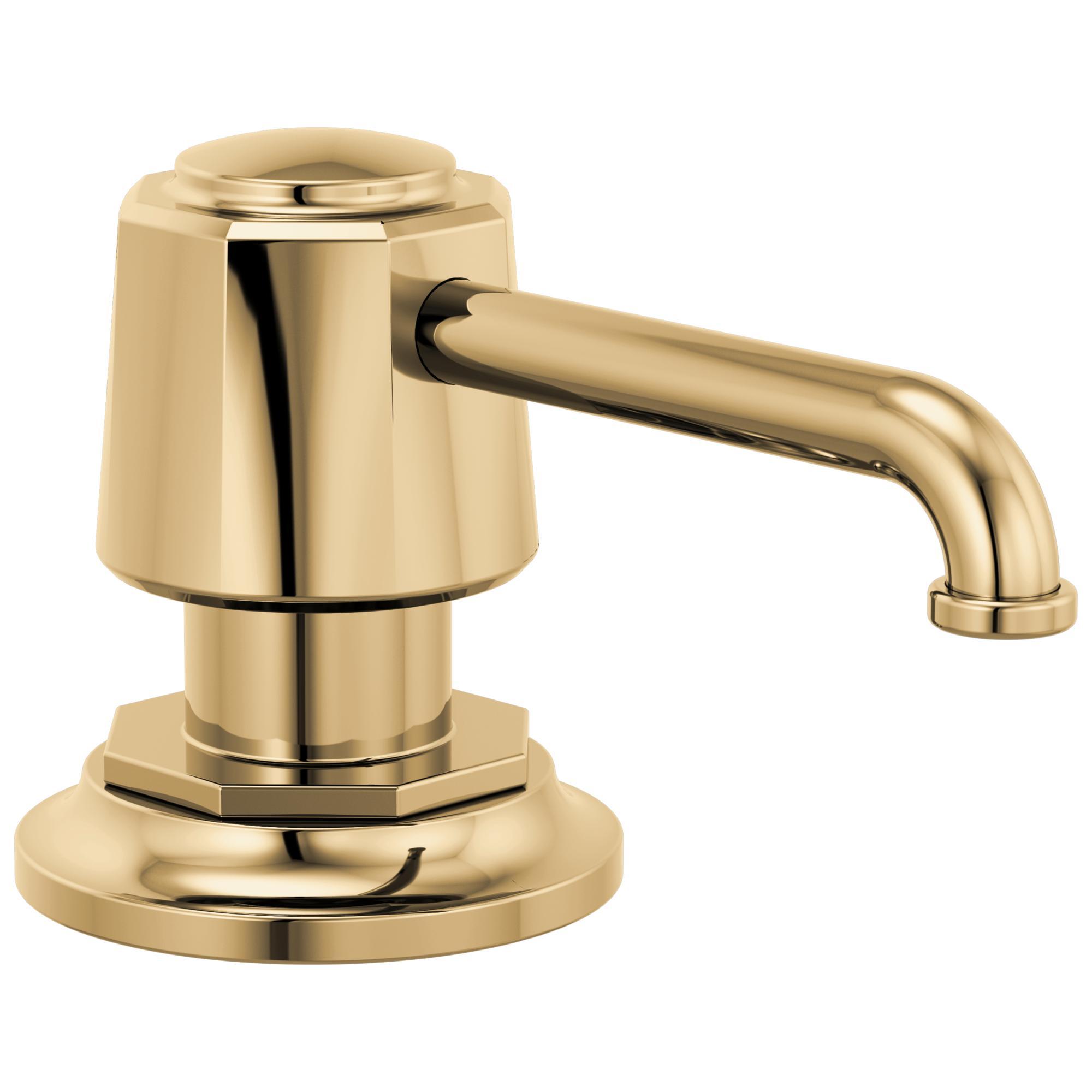 Brizo® RP100487PG Rook® Soap/Lotion Dispenser, Polished Gold, 15 oz Capacity, 2.63 in OAL, Import