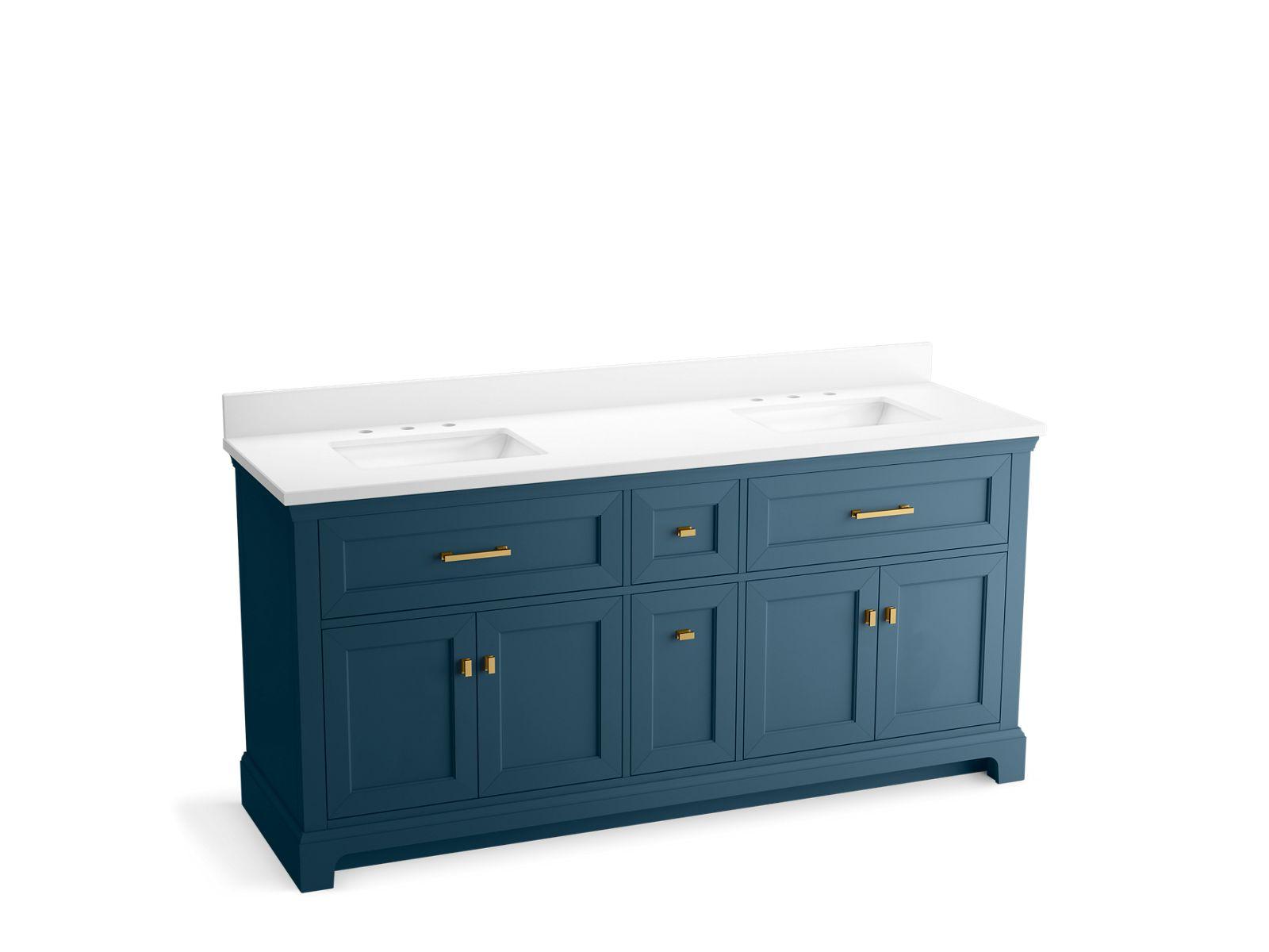 Kohler® 29264-BD1-TDB Charlemont™ Vanity Cabinet with Sink and Top, 39-11/16 in OAH x 73 in OAW x 22-7/16 in OAD