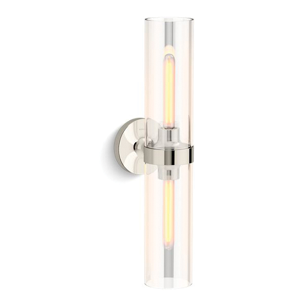 Kohler® 27263-SC02-SNL 27263-SC02 Purist Light Sconce, T10 Lamp, 120 VAC, Polished Nickel Housing, (2) Lamps