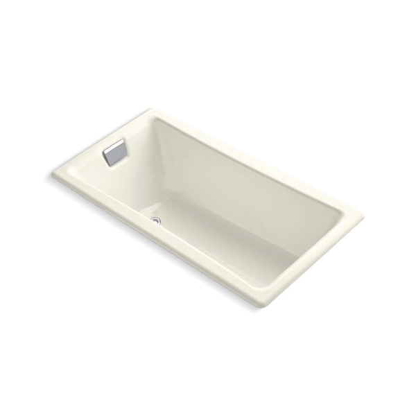 Kohler® 850-96 Tea-for-Two® Bathtub With Reversible Drain, Soaking, Rectangular Shape, 60 in L x 32 in W, End Drain, Biscuit