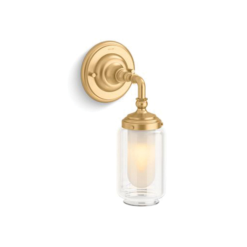 Kohler® 72584-2GL Light Sconce, (1) Incandescent Lamp, Brushed Moderne Brass Housing