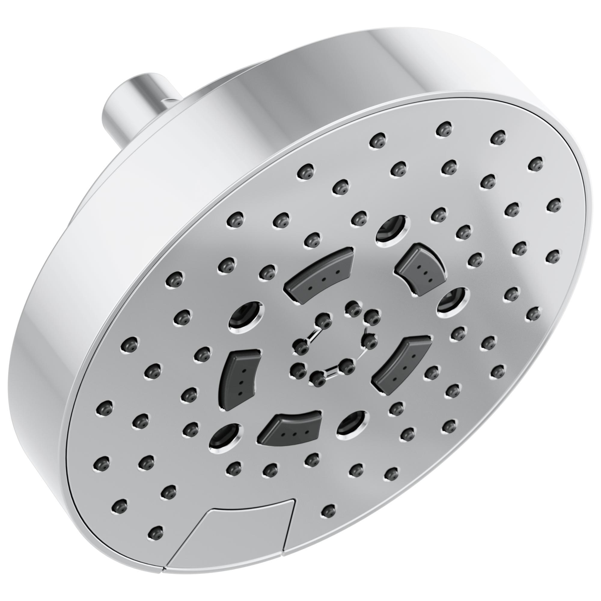 Brizo® 87492-PC-2.5 ESSENTIAL™ Linear Multi-Function Universal Showerhead With H2Okinetic® Technology and Touch-Clean® Technology, 2.5 gpm Max Flow, 5 Sprays, Wall Mount, 7 in Dia x 4-1/2 in H Head, Import
