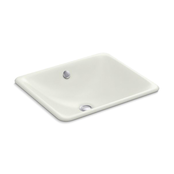 Kohler® 5400-NY Bathroom Sink, Rectangular Shape, 18-9/16 in W x 15-3/4 in D x 6-5/16 in H, Enameled Cast Iron, Dune