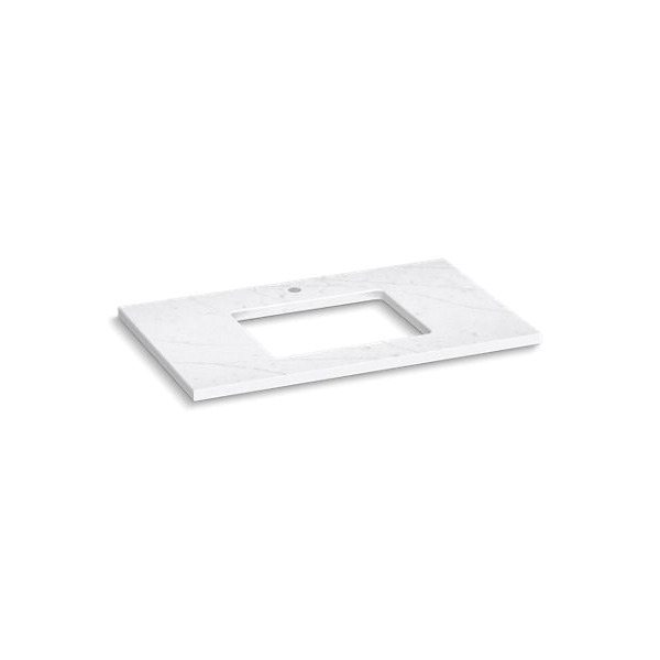 Kohler® 28250-EST Silestone® Vanity Top With Cutout, 1-3/16 in OAH x 37-1/8 in OAW x 22-7/16 in OAD, Quartz Top, Eternal Statuario Top