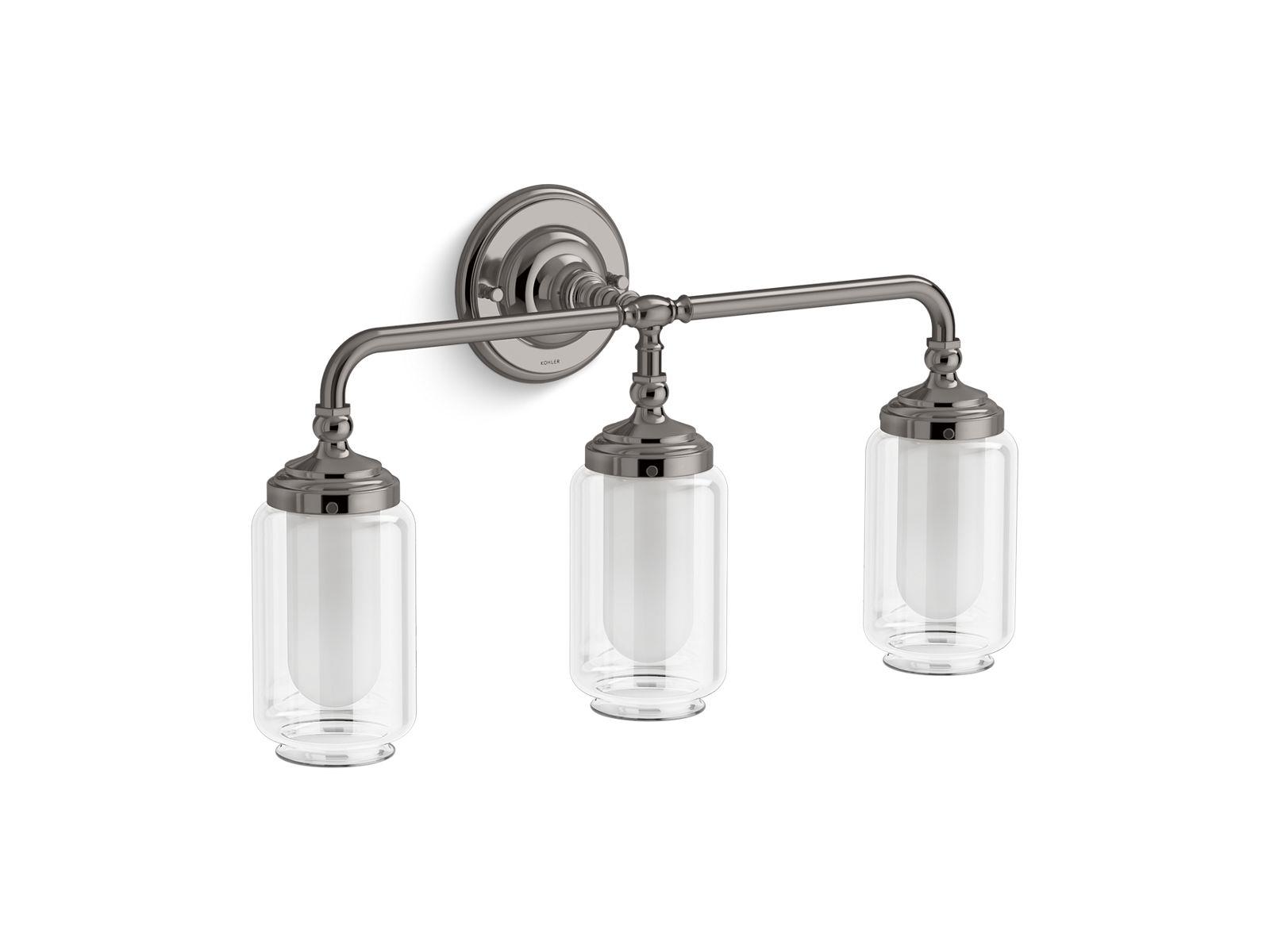 Kohler® 32806-SC03-TTL 32806 Artifacts® Three-Light Sconces, 180 W Fixture, 120 V, Titanium Housing, (3) Lamps