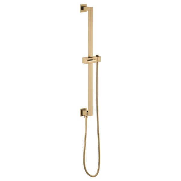 Brizo® 74799-GL Essential™ Shower Series Linear Square Universal Wall Slide Bar With Adjustable Slide, 28-7/8 in L Bar, 3-11/16 in OAD, Luxe Gold, Import